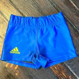 Blue Adidas Spandex with Yellow Logo Size Small